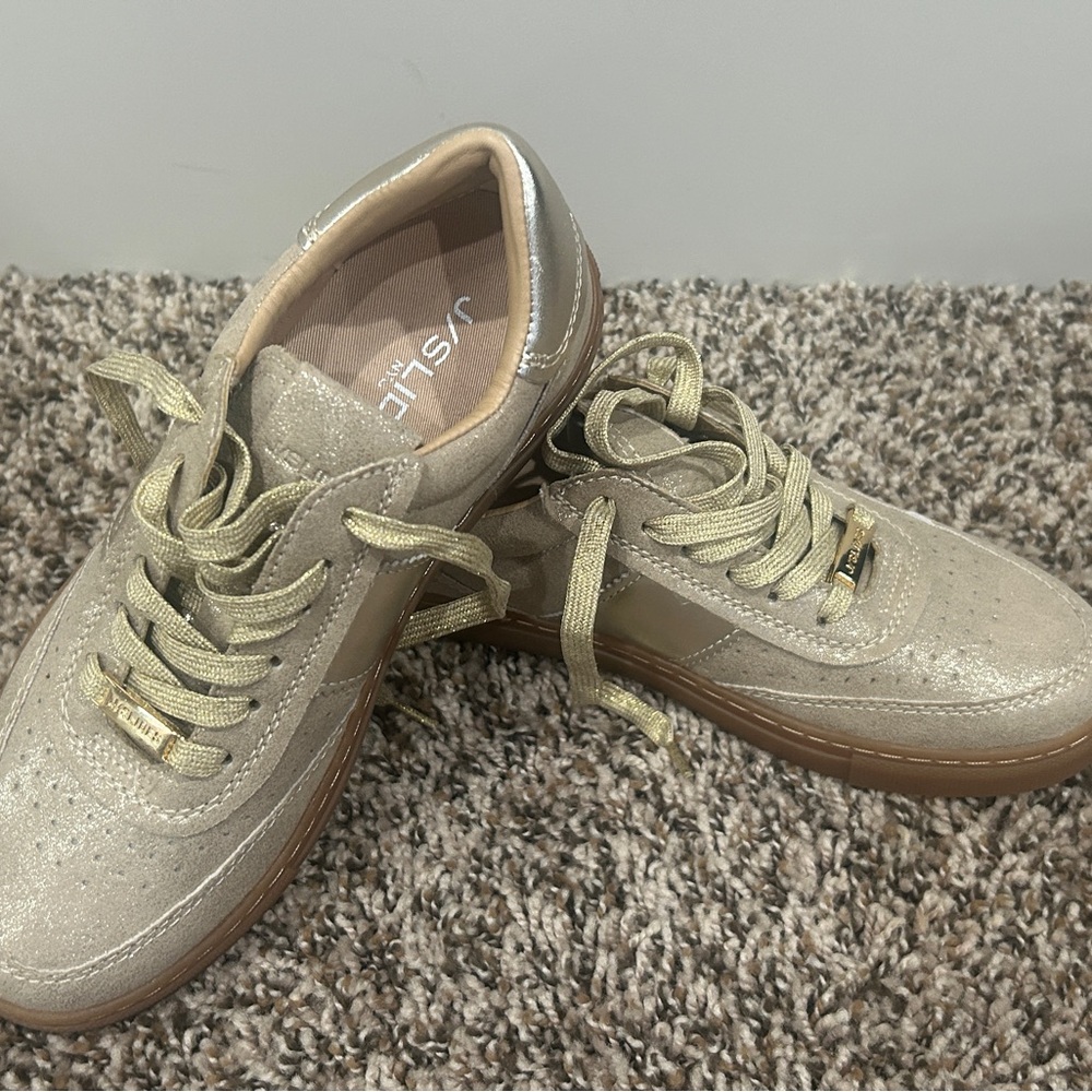 TINSLEY Sneakers by J/Slides NYC metallic gold